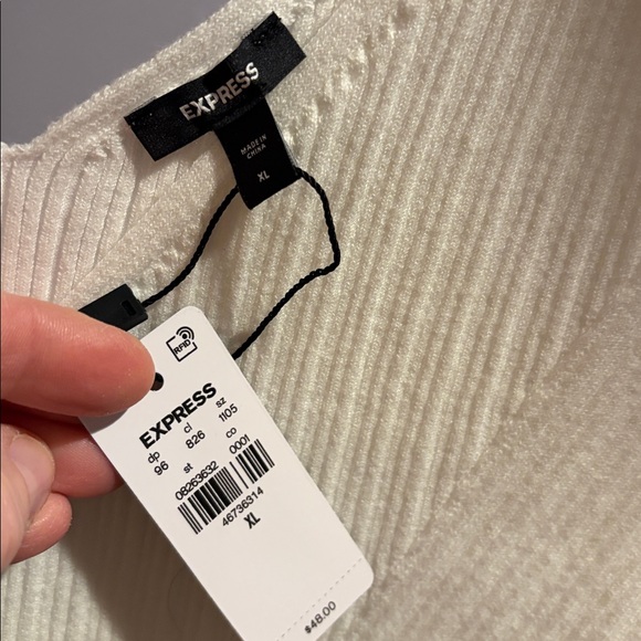 Express Cream Ribbed Tank Top - Picture 2 of 4